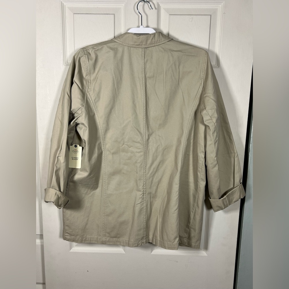 St. John’s Bay Khaki Utility Blazer Jacket XL Cotton Button Front NWT - Picture 6 of 8